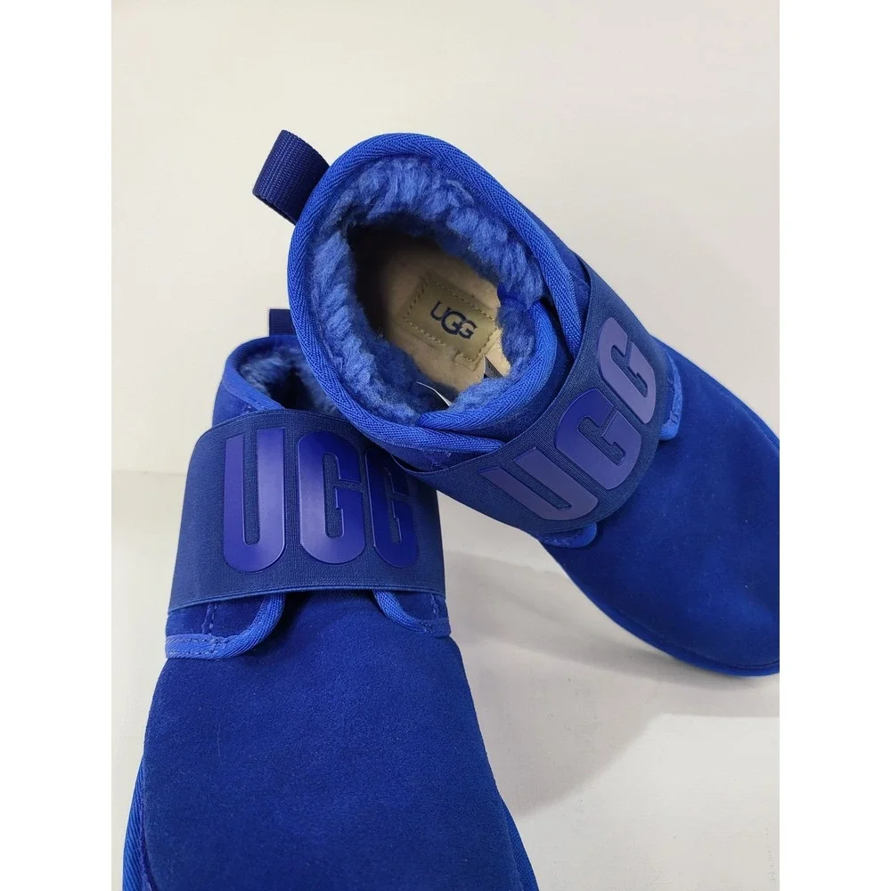 UGG Neumel Graphic Band Electric Blue Suede Boots Mens 8 Model 1119392